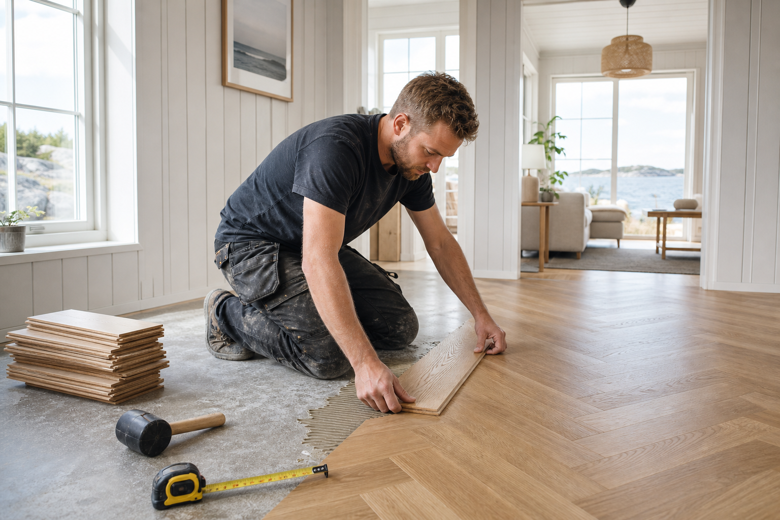 Parkettgolv och laminat installerat med precision