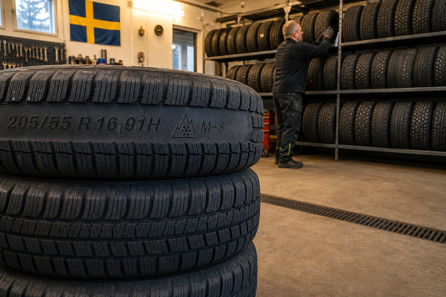 Vinterdäck monterade och balanserade, klart att köra